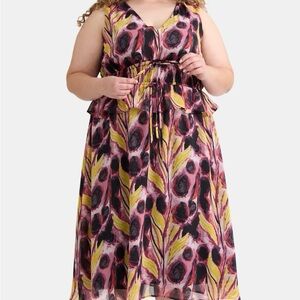 COPY - Vibrant Abstract Sleeveless Women’s Plus Size Peplum Midi Dress